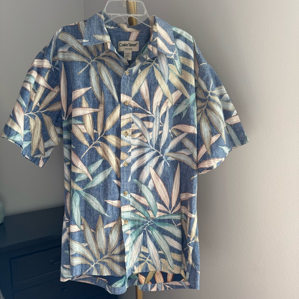 Vintage Cooke Street 100% Cotton Hawaiian Button Down - Size Large - Blue